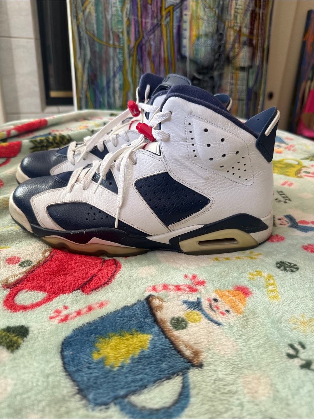 Men’s Jordan Olympic 6. Navy and White High-Top Athletic Sneakers. 2012 editio - Picture 3 of 6